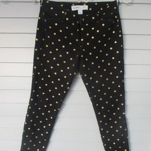 gold and black polka dot pants